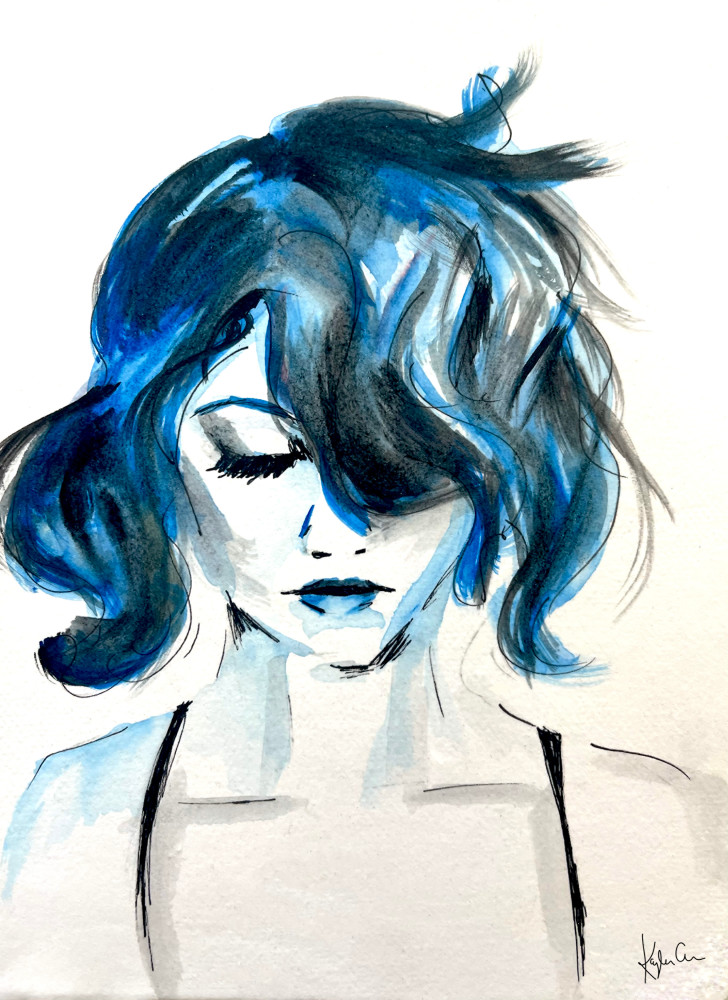 Blue Haired Woman  Art | Kayla Grace Art