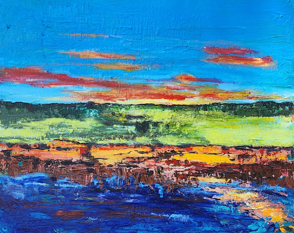 Krista Falkenstine art sunrise view over water.
