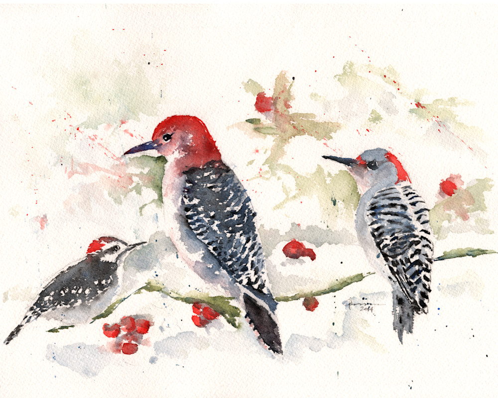 Woodpeckers Watercolor Print | Claudia Hafner Watercolor
