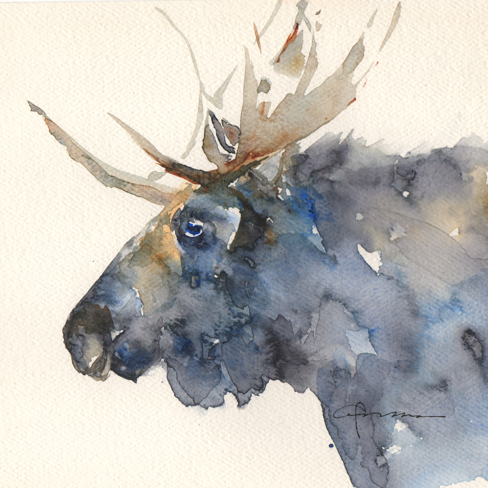 Square Moose Watercolor Print | Claudia Hafner Watercolor