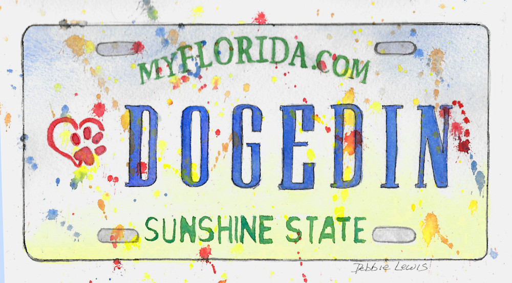 Dogedin License Plate Art | Debbie Lewis Watercolors