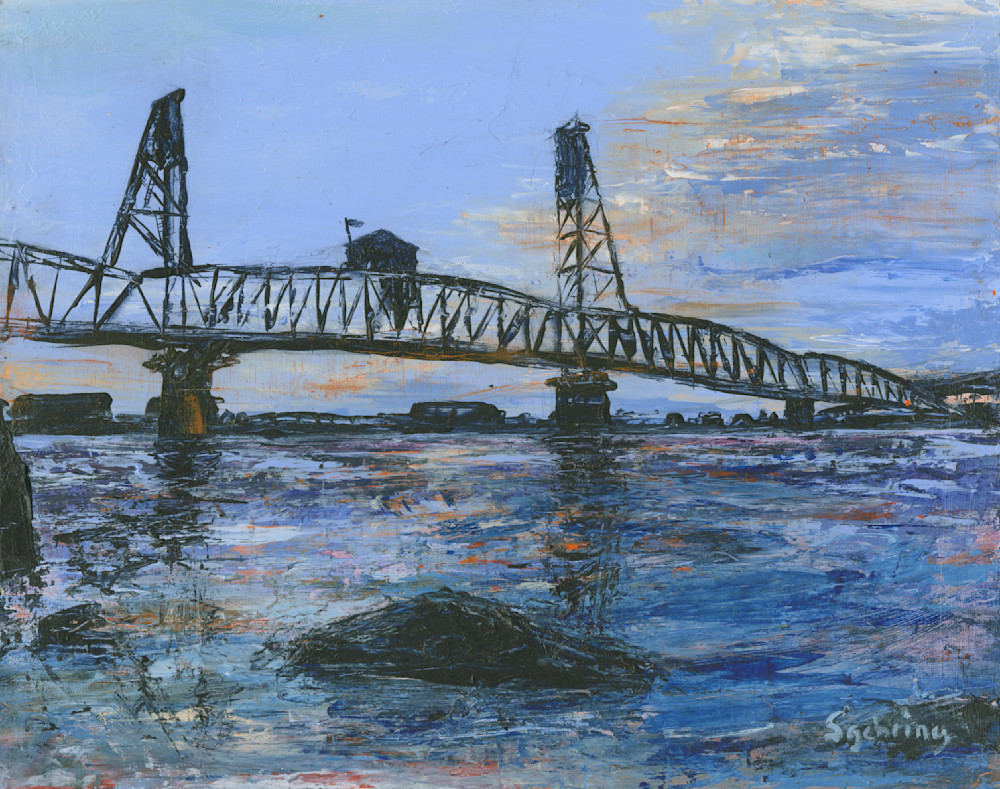 Sunset Hawthorne Bridge - Portland Painting