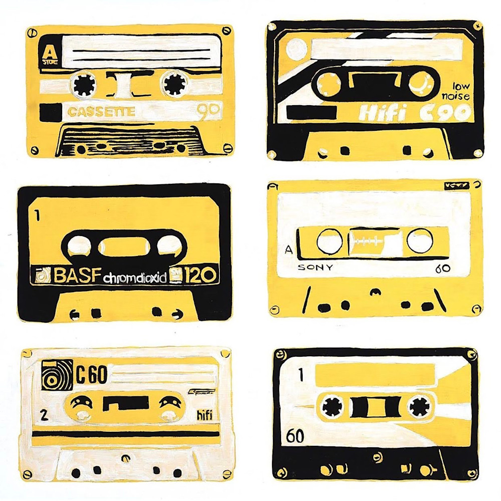 Yellow Cassettes Art | Tara Barr Art
