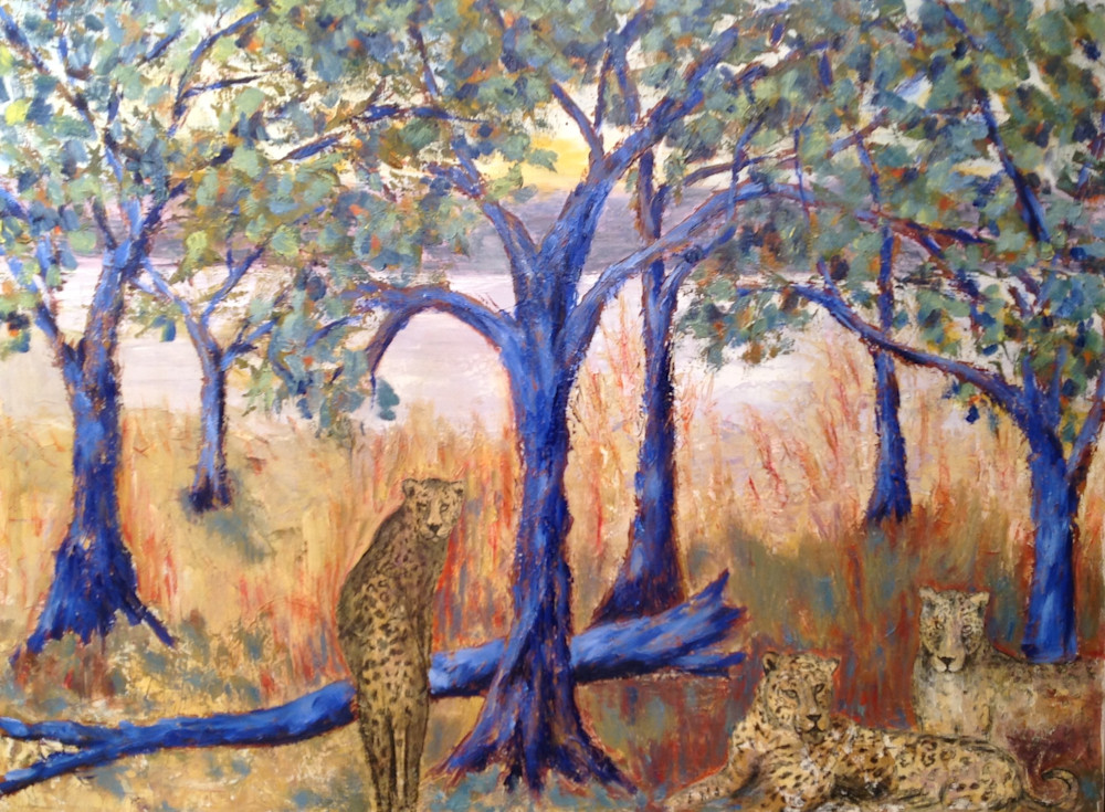 Leopards In A Blue Forest Art | Verjo Art