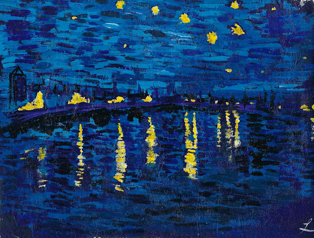 Ode To Van Gogh Purple Town Starry Night Art | Khaos Art
