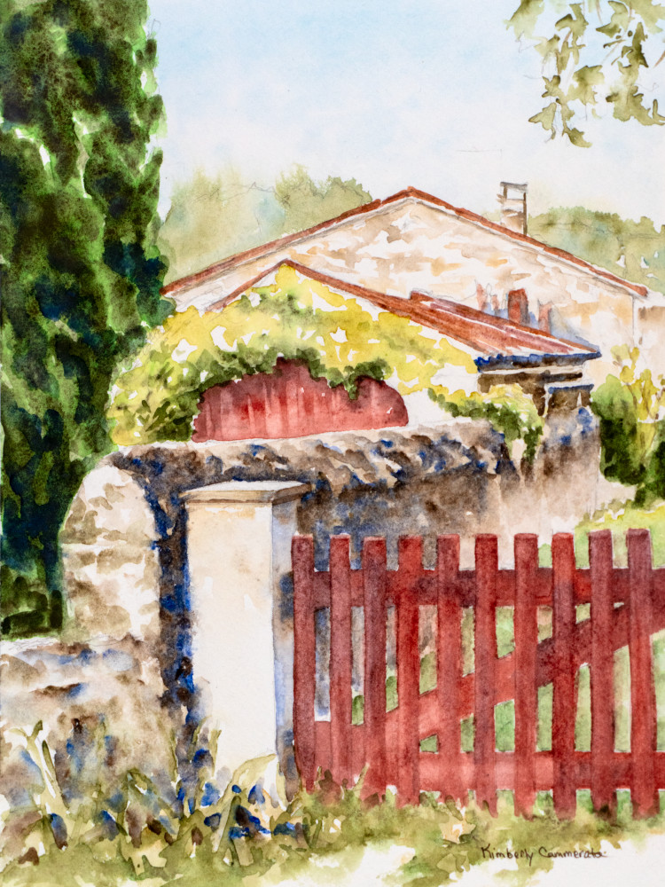 Mas With Gate, Lourmarin Art | Kimberly Cammerata - Watercolors of the Sun: Paintings of Italy