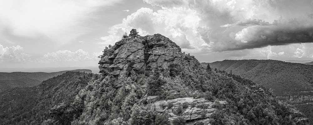 A Rock Face Mountains Faces The Storm B&W Print