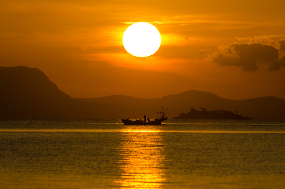 Fishing Under Sunset