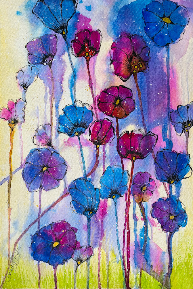 Blooming Flower Trees Art | Blue Bear Accidental Art 