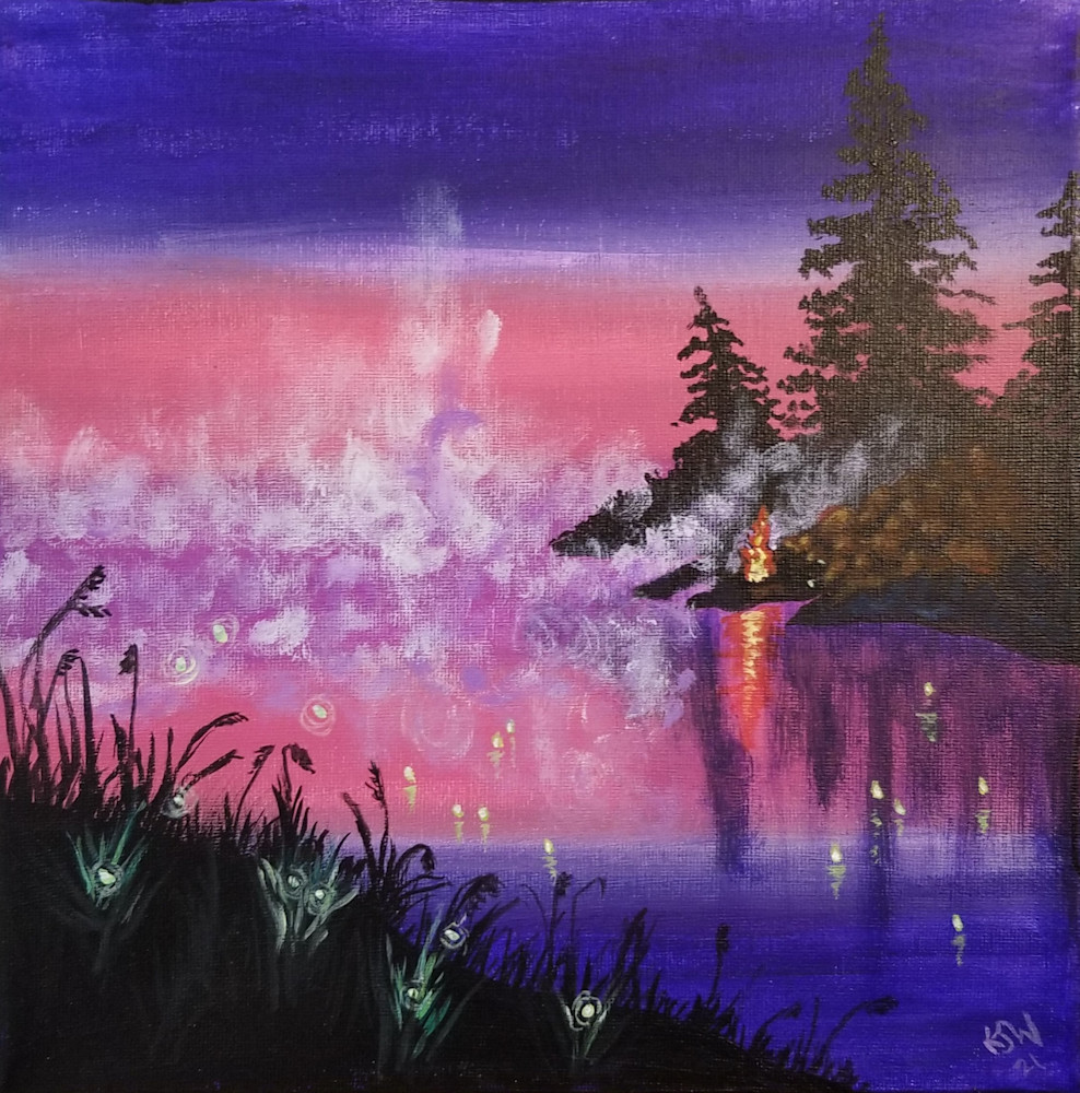 Campfire Fireflys  Art | Tails of Emotion by Karen Whitacre