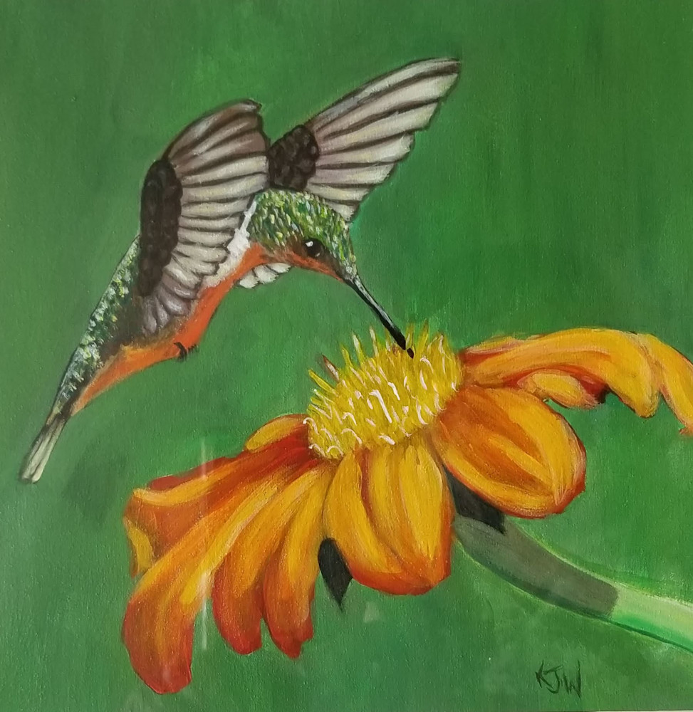 Green Hummng Bird Art | Tails of Emotion by Karen Whitacre