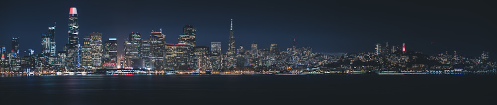 San Francisco   Skyline Lit Up Red Photography Art | Images By Brandon
