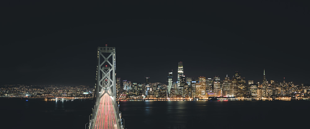 San Francisco   Bay Brdige And Skyline At Night Photography Art | Images By Brandon