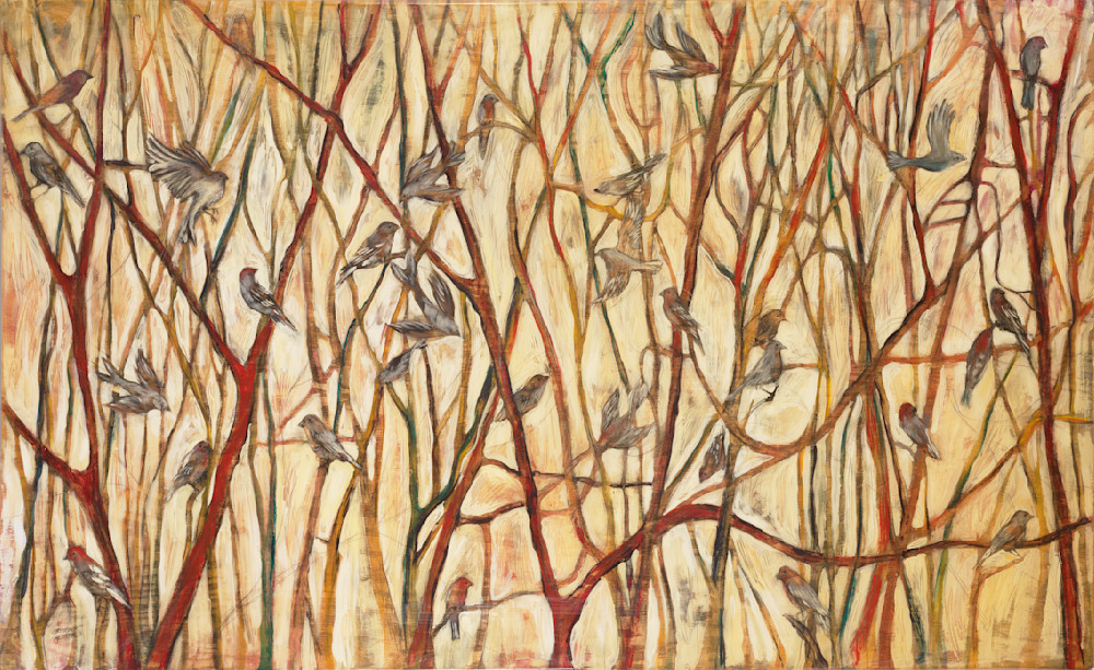 Winter Finches in Red and Yellow Willows by Cristina Acosta