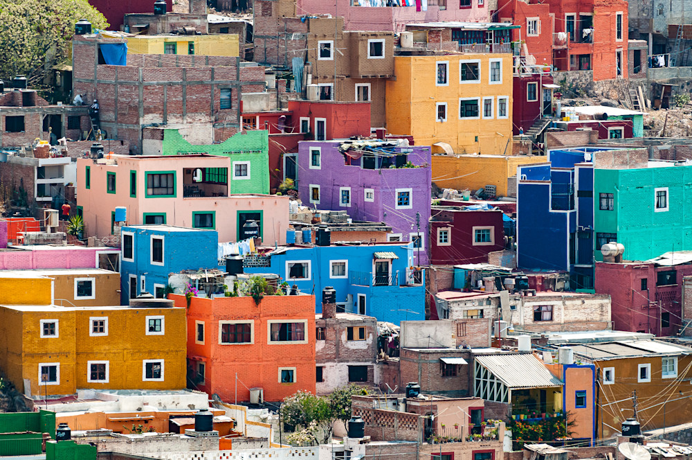 Colorful homes in Guanajuato, Mexicio
