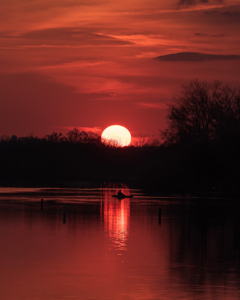 Fishing and a Red Sunset
