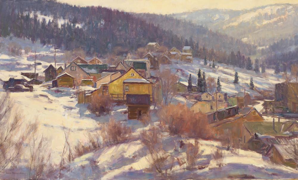The Artist Enclave - Park City Winter by Utah artist Karl Thomas. Homes in the  mining town of Park City with fresh snow. Print available for sale on paper, canvas, and more. 