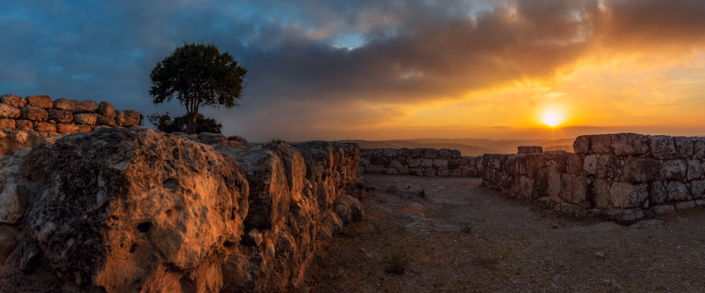 Legendary Etri sunrise at the Etri ruins in Israel 