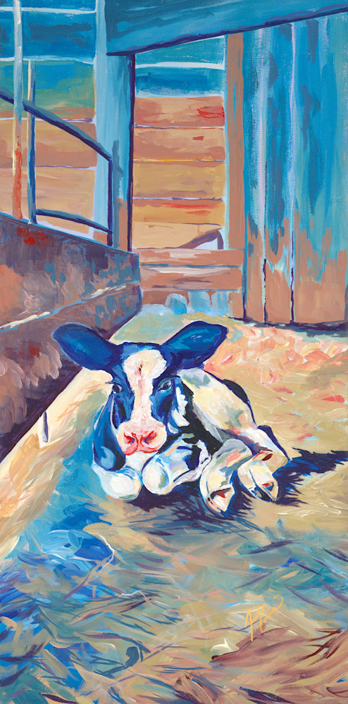 Original acrylic painting of Fantine the calf by Jill Evans