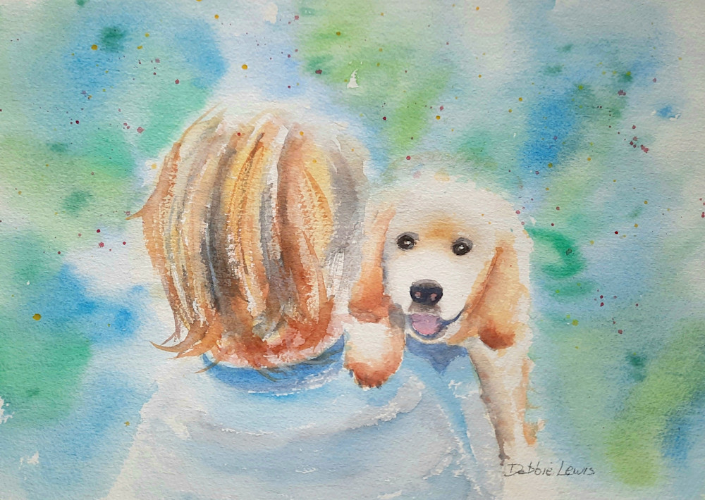 Happiness Is A Warm Puppy Art | Debbie Lewis Watercolors