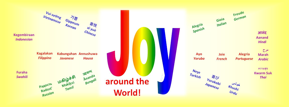Mug – Messages of Joy Around World in Rainbow Colors