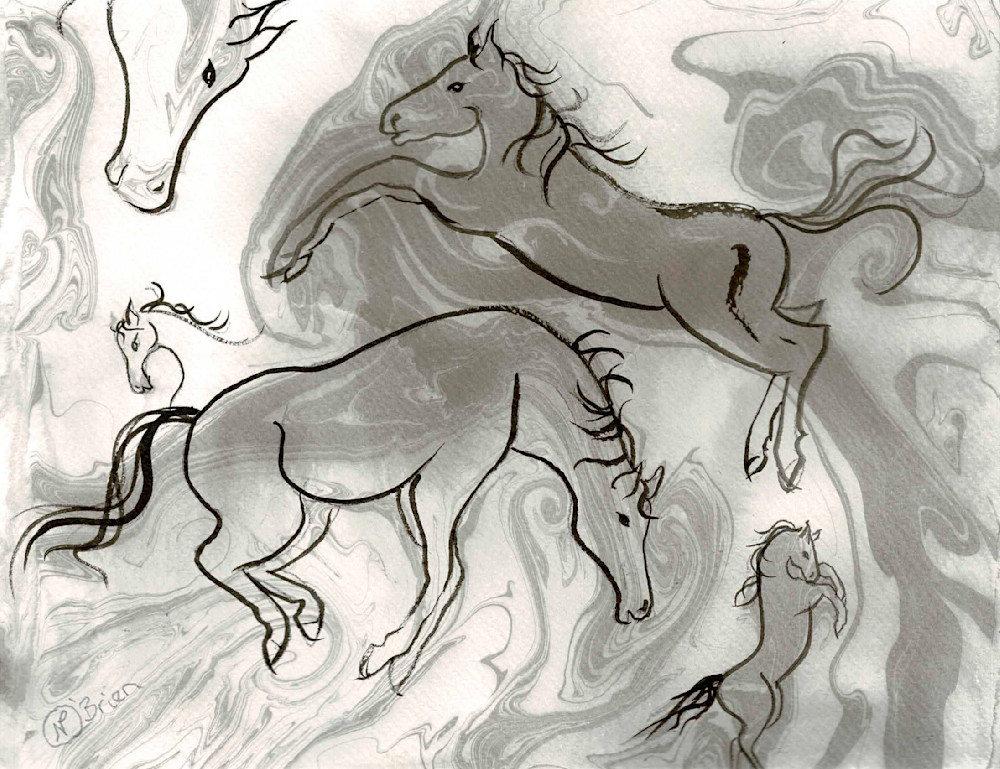 Sumi Ink I Dream Of Horses Art | Color Splash Ranch