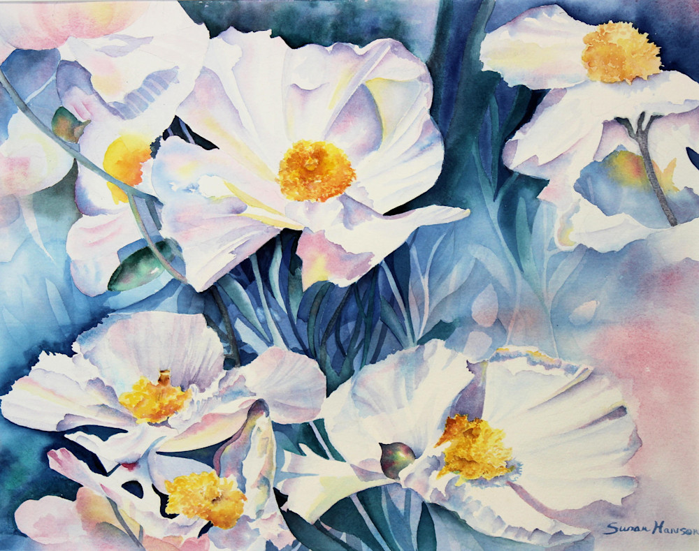 White Poppies P Art | Susan Hanson Art