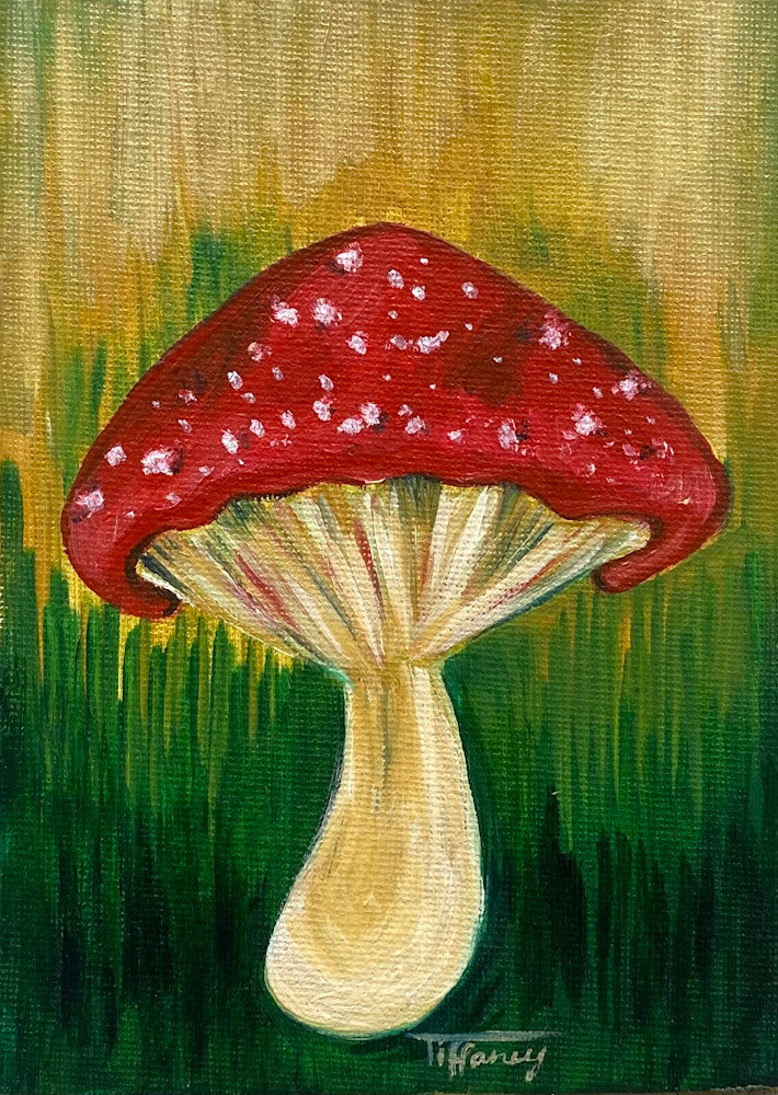 Amanita With Green And Yellow Backdrop Art | The Art and Paw