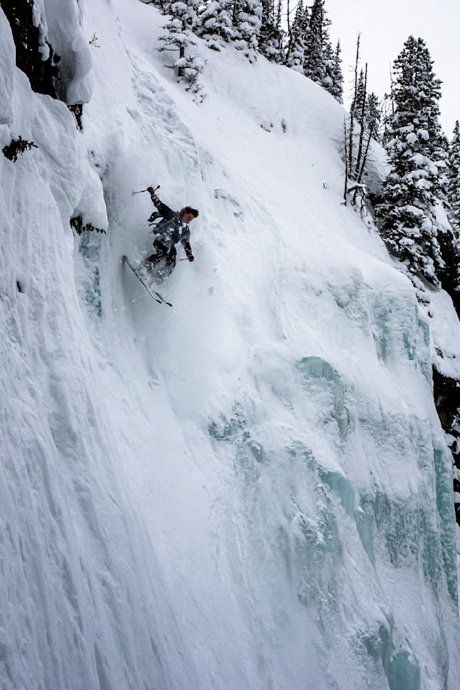 Michael Gardner, Skis Twin Falls Left, Hyalite Canyon Montana 