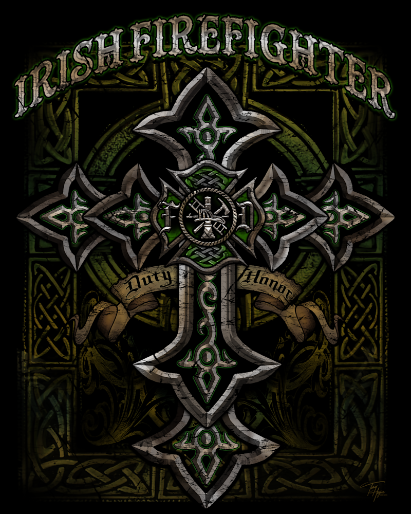 Celtic Cross Irish Firefighter Art | T HOGUE DESIGNS, LLC