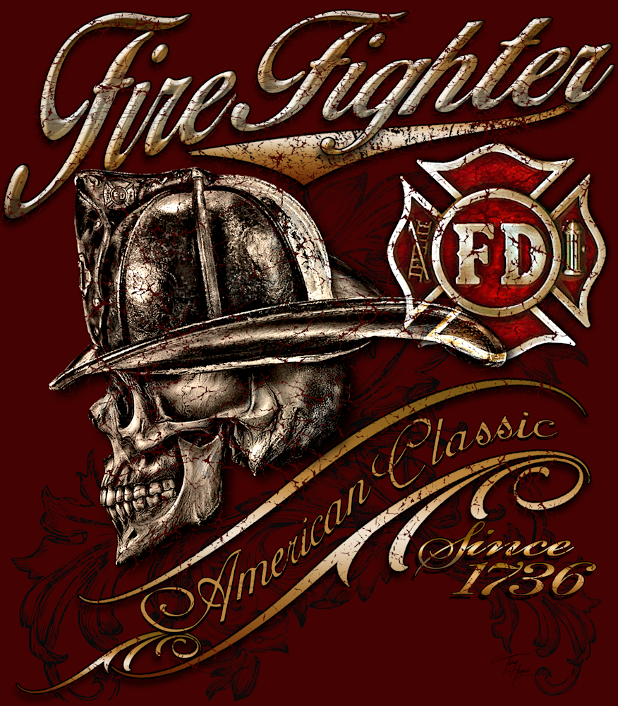 Firefighter Skull American Classic Art | T HOGUE DESIGNS, LLC