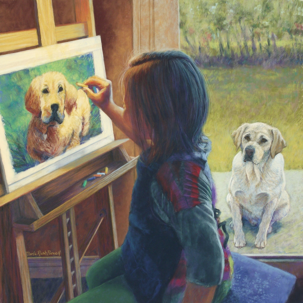 Young Girl Painting Dog | Pet Portrait | Print | Parnell Studios
