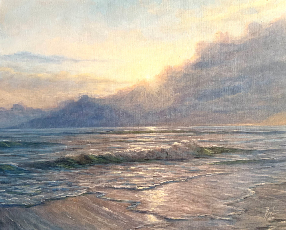 The Departed Acrylic Beach Sunset By Sunscapes Art Joseph Cantin 
