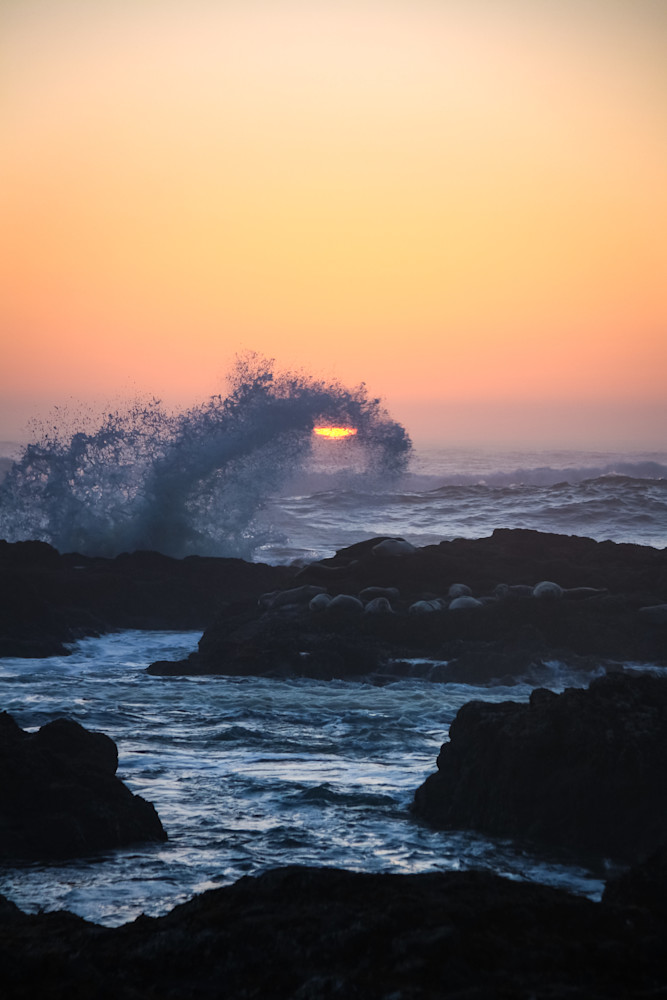 Crashing Wave At Sunset Photography Art | Nicole Peloquin Photography LLC