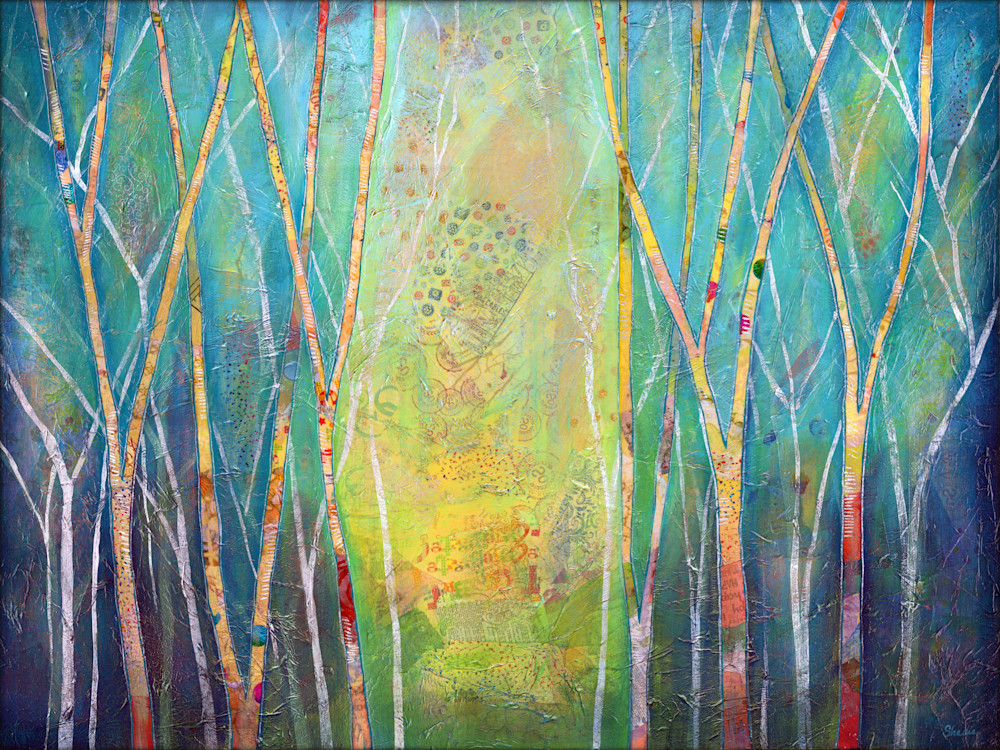 Mystic Forest -Jubilant forest in vibrant hues of citron and teal