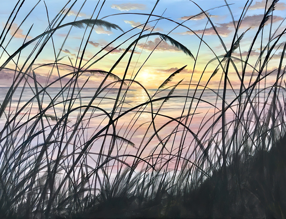 Sensuous Sea Oat Sunset An Original Acrylic Painting By Sunscapes Art