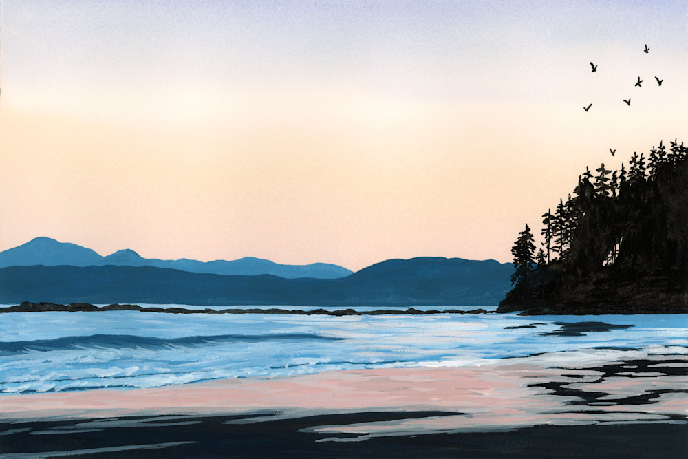 "Twilight by the Sea" Fine Art Gouache Painting by Amy Duffy