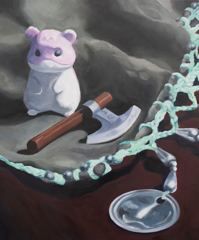 Toy hamster with axe fine art print