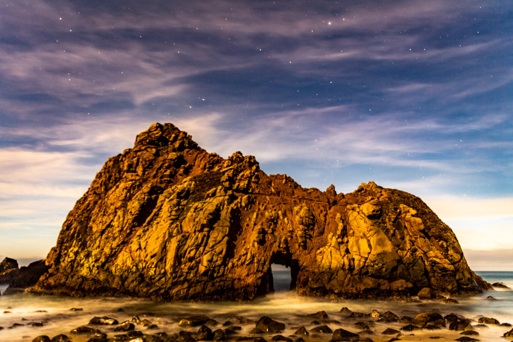 The Keyhole On A Moon Lite Night, Big Sur, California Photography Art | Tom Ingram Photography