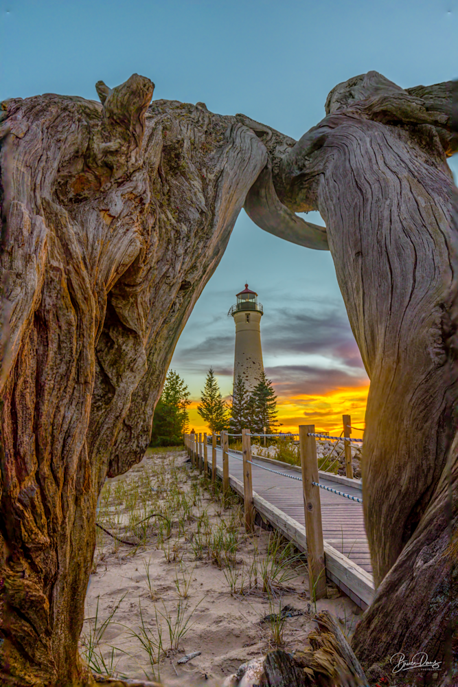 Sunset at Crisp Point Lighthouse and Driftwood