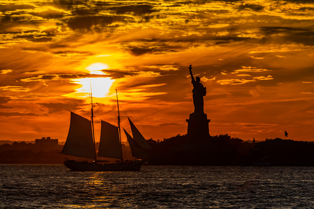 Sunset Over The Statue Of Liberty  Photography Art | Tom Ingram Photography