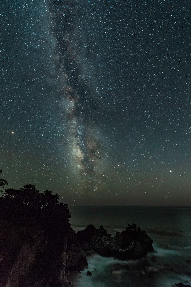 Milky Way Over Mc Way Falls Julia Pfeiffer Burns State Park, California  Photography Art | Tom Ingram Photography
