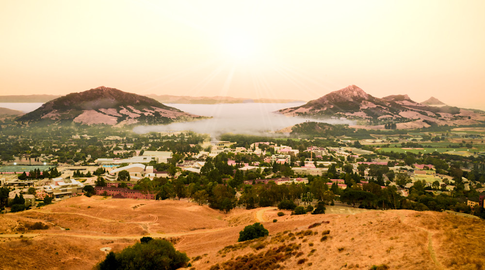 A valley of fog bankets San Luis Obispo, California