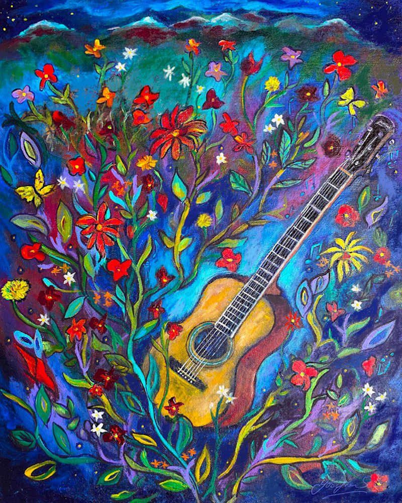 Guitar And Flowers Art | josefienstoppelenburg