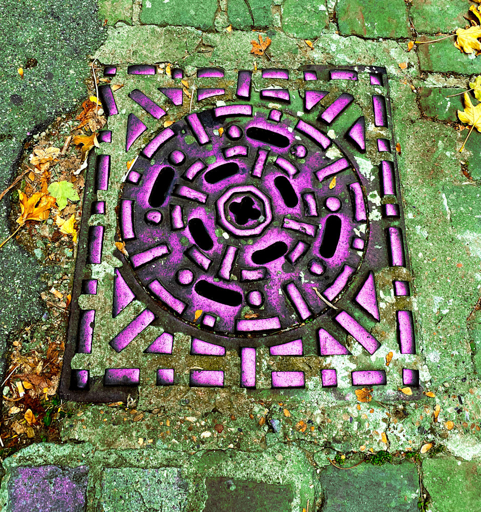 Lyon France Manhole Cover with Color added