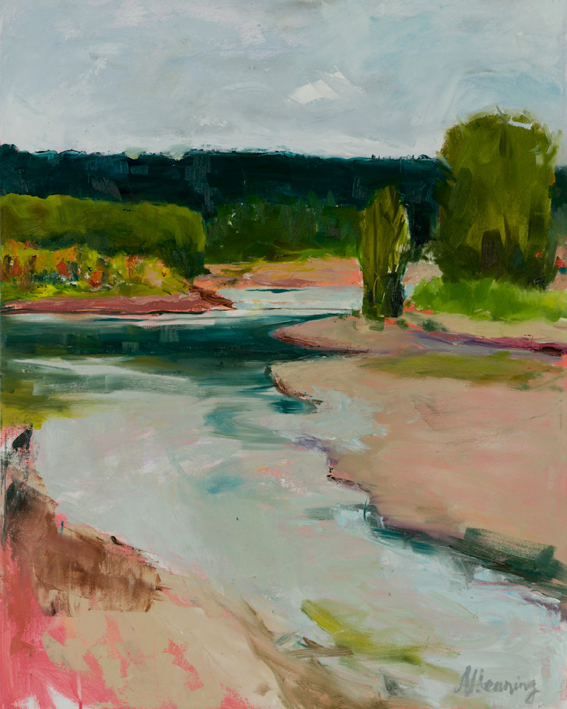 Calming Nature Inspired River Expressive Painting 