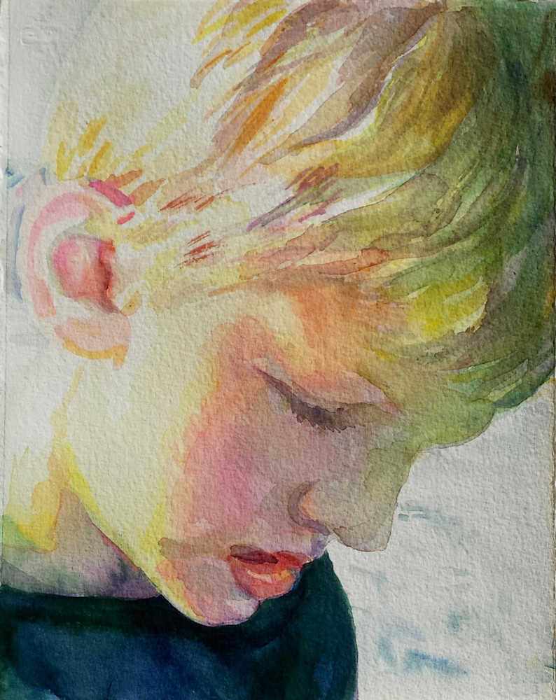 Looking Into Leif Sample Of Watercolor Portrait Commission Art | Abigail Engstrand Art