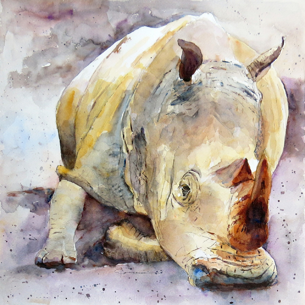 Rhino Watercolor Print | Claudia Hafner Watercolor