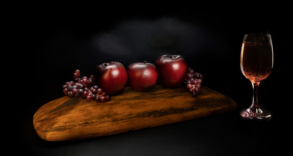 A Fine Art Photograph of A Drink Mixed with Apples and Grapes by Michael Pucciarelli
