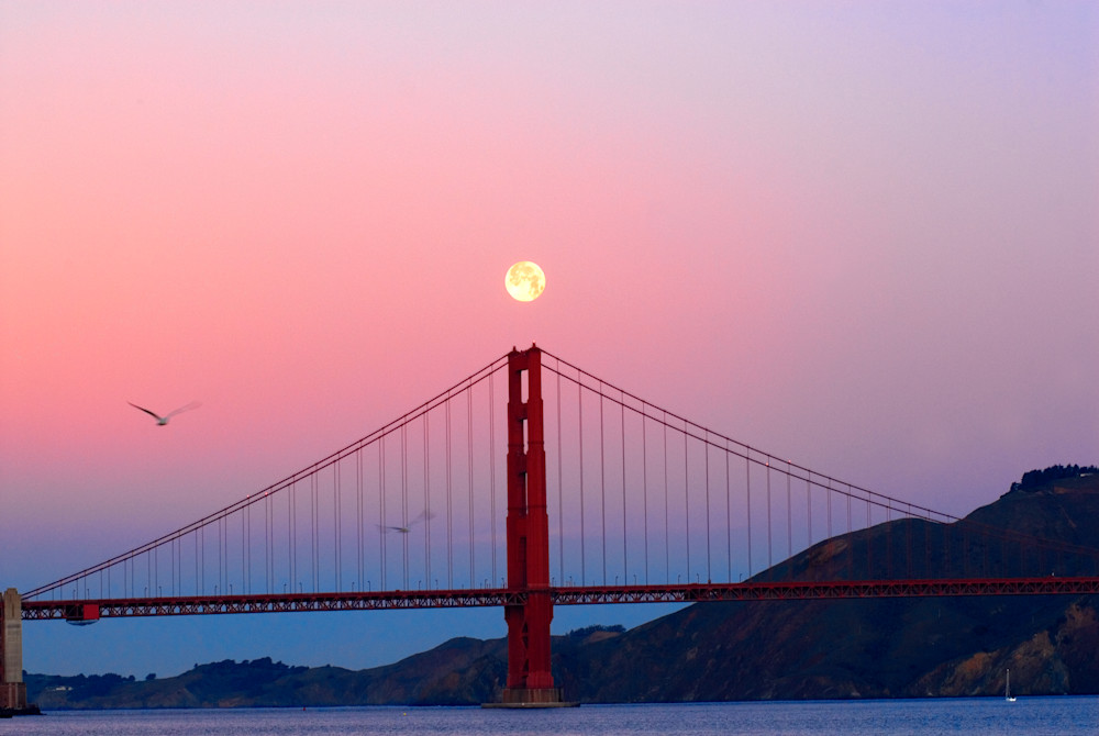 Moon Over Golden Gate Photography Art | Jerry Downs